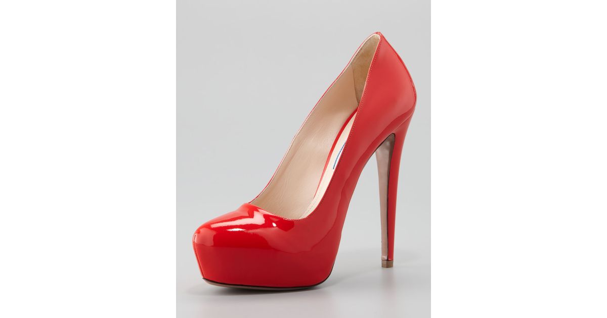 red patent platform heels