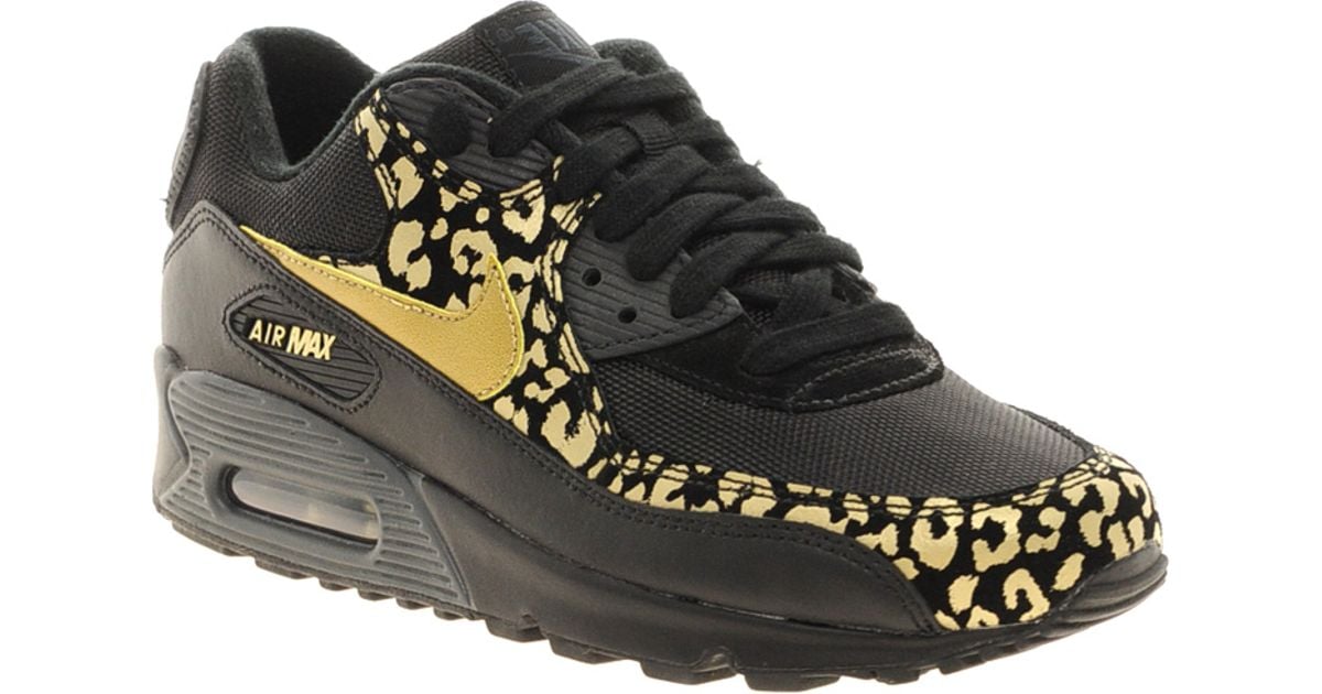 Nike Leather Air Max 90 08 Gold Leopard Sneakers in Black - Lyst