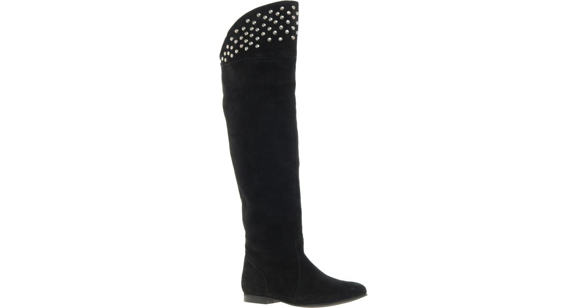 studded over the knee flat boots