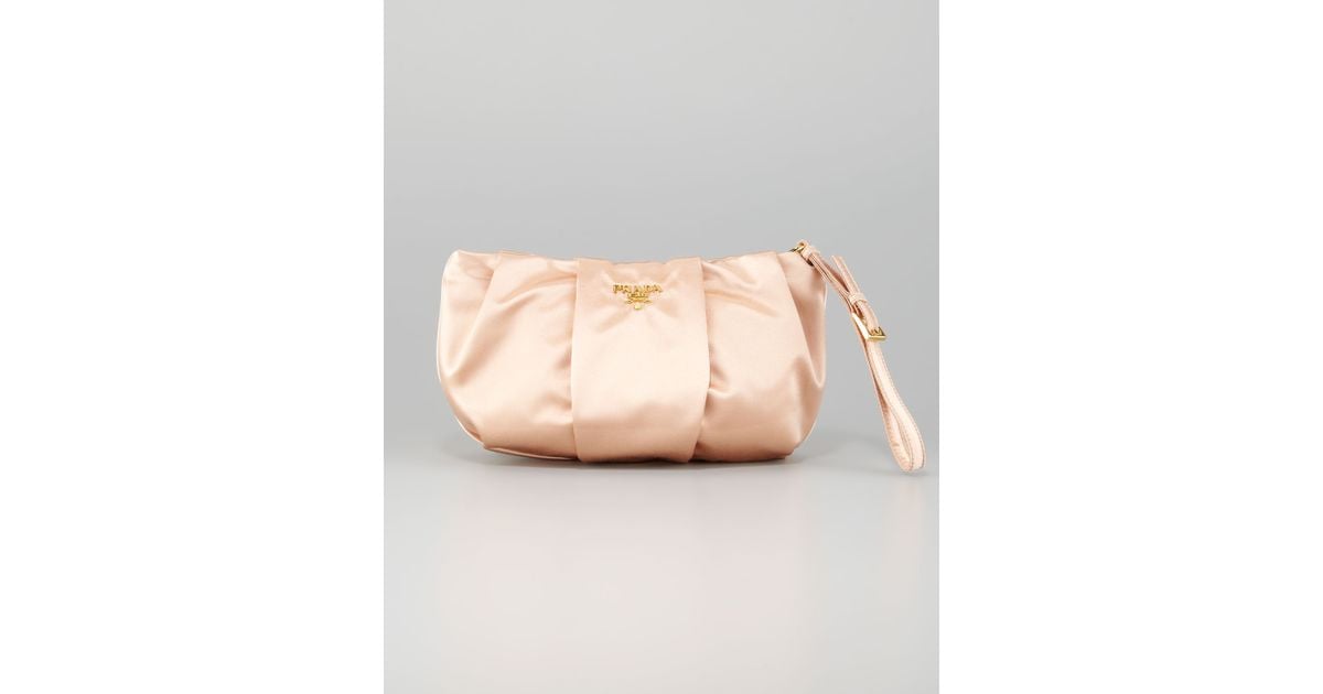 prada bag buy online - Prada Satin Wristlet Bag in Beige (champagne) | Lyst