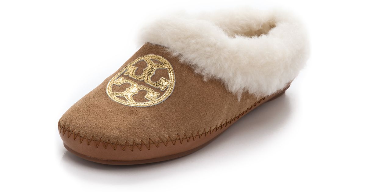 Tory Burch Coley Slippers in Gold (Brown) - Lyst