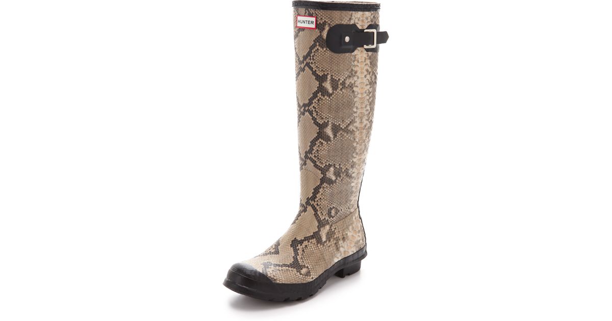 HUNTER Carnaby Snake Rain Boots in Natural Lyst
