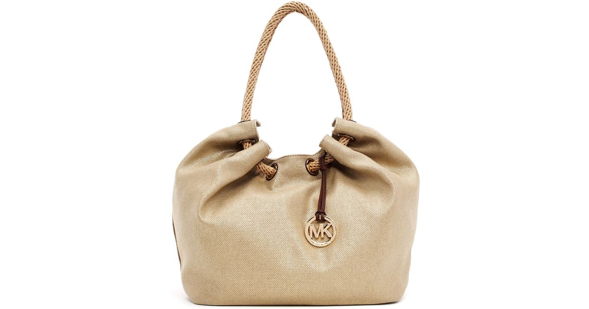 MICHAEL Michael Kors Gold/Brown Shimmer Canvas And Leather