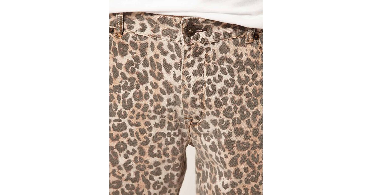 ASOS Denim Shorts with Leopard Print in Natural for Men Lyst
