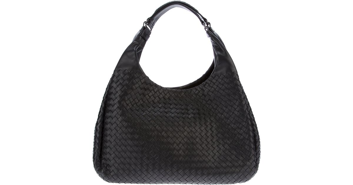 black leather woven bag