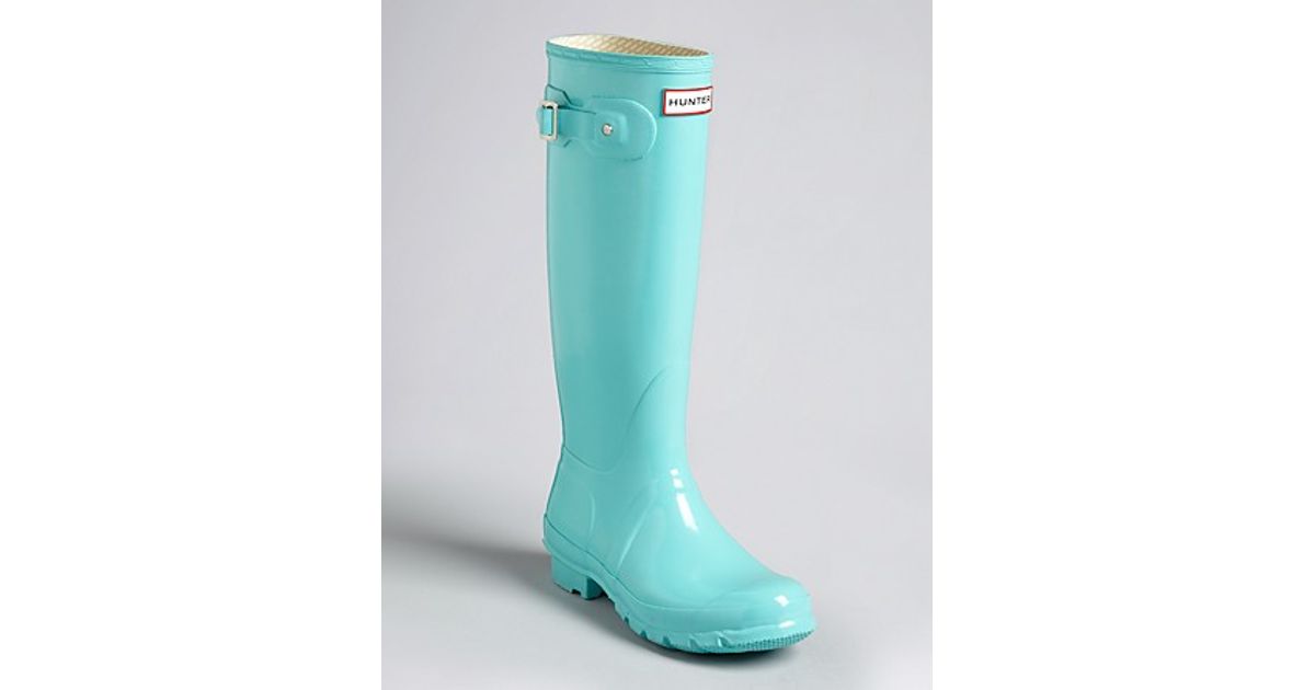 HUNTER Rain Boots Original Tall Gloss in Blue - Lyst
