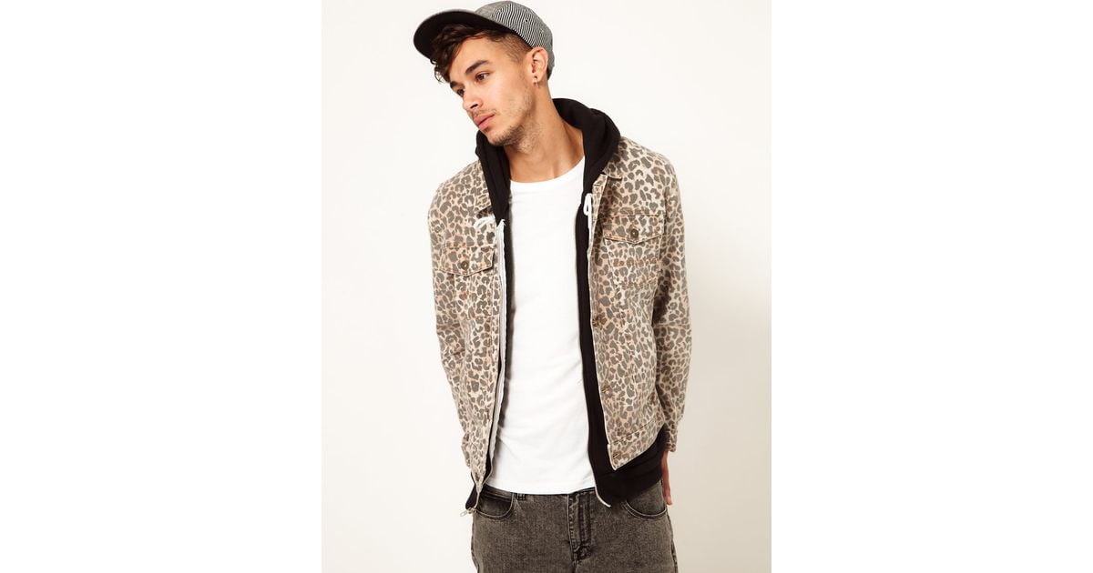 ASOS Asos Denim Jacket with Leopard Print in Natural for Men | Lyst