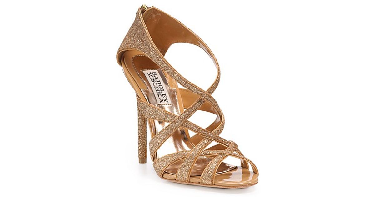 bronze strappy evening shoes