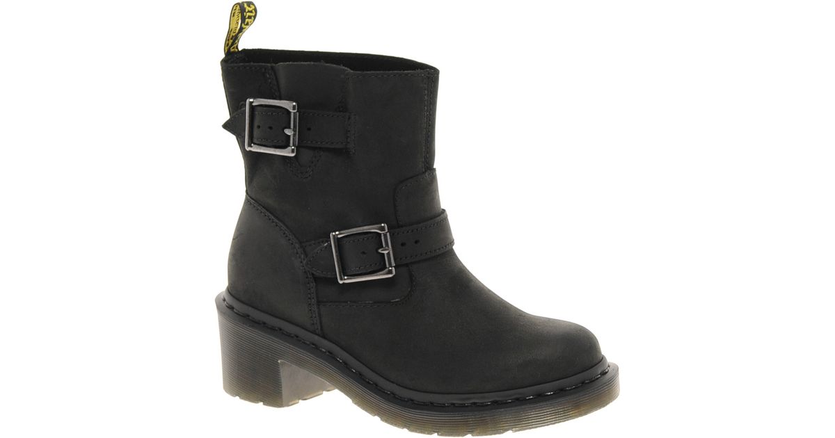 black heeled biker boots