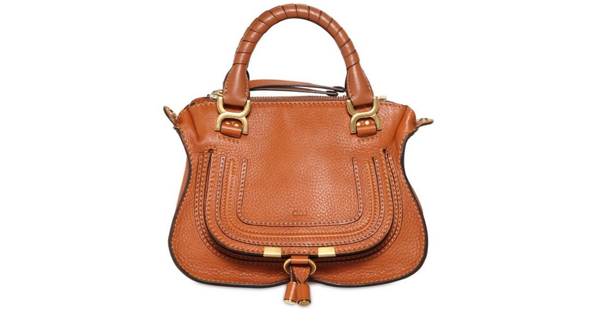 gray chloe bag - Chlo Mini Marcie Textured Leather Bag in Brown (tan) | Lyst