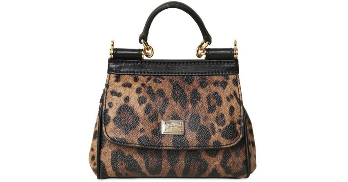 Dolce & Gabbana Mini Miss Sicily Leopard Print PVC Bag in Brown