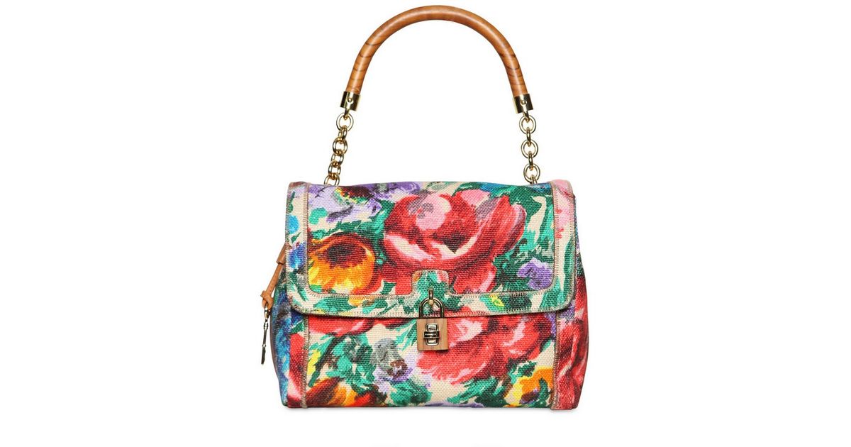 Dolce & gabbana Printed Linen Dolce Bag Top Handle | Lyst