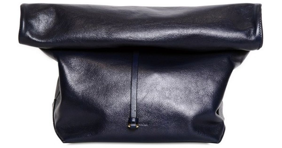 Jil Sander Blue Nuzzi Na Leather Lunch Bag Clutch Lyst