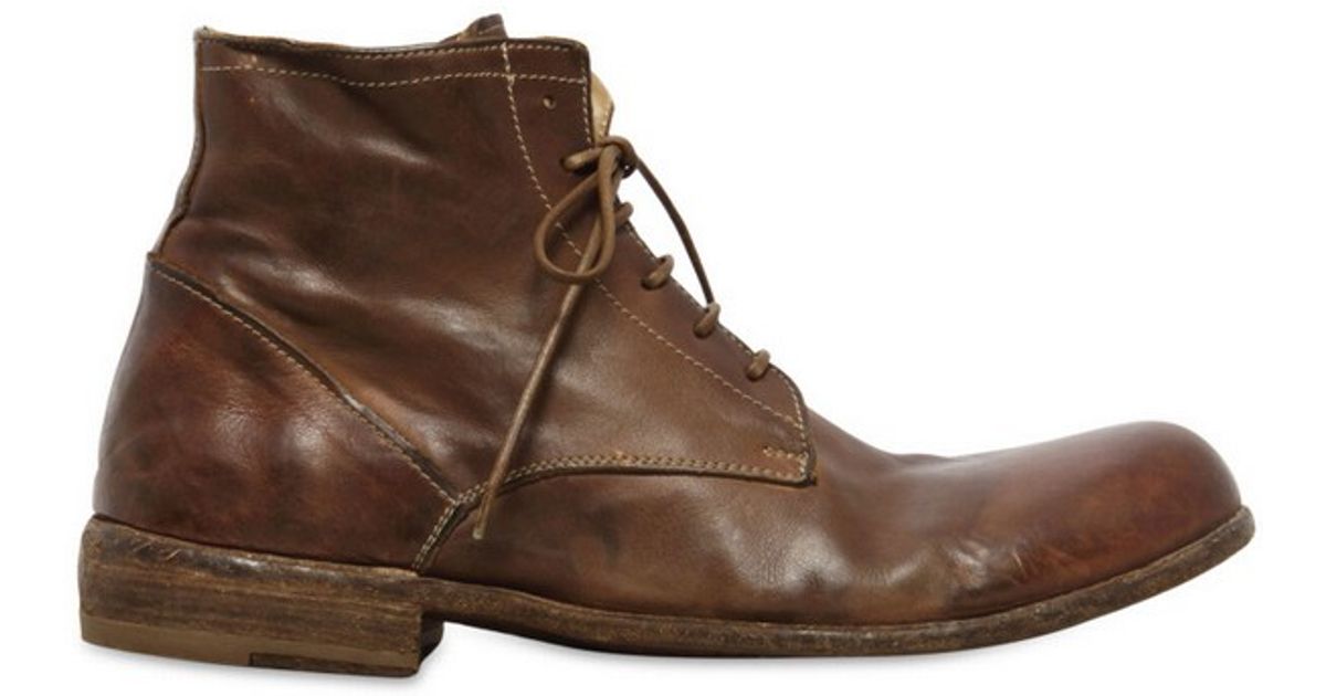 Officine Creative 30 Mm Cusnac Vintage Lace Up Boots In Brown For