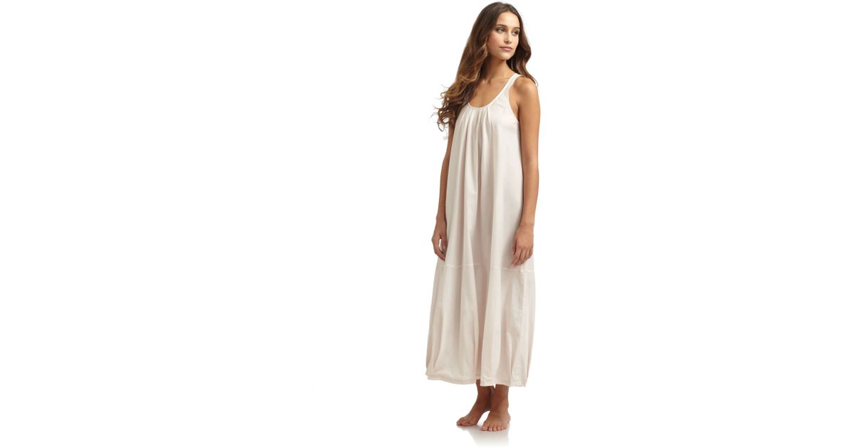 Donna Karan Cotton Batist Long Sleeveless Nightgown in Pink | Lyst