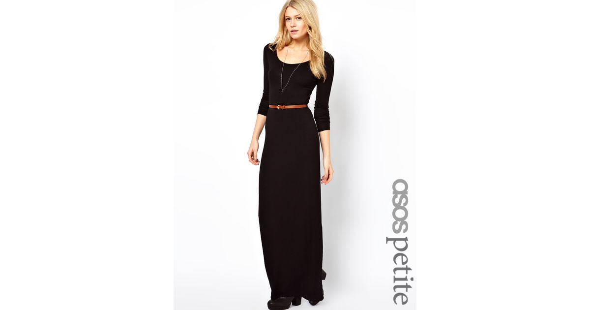 petite black maxi dress with sleeves