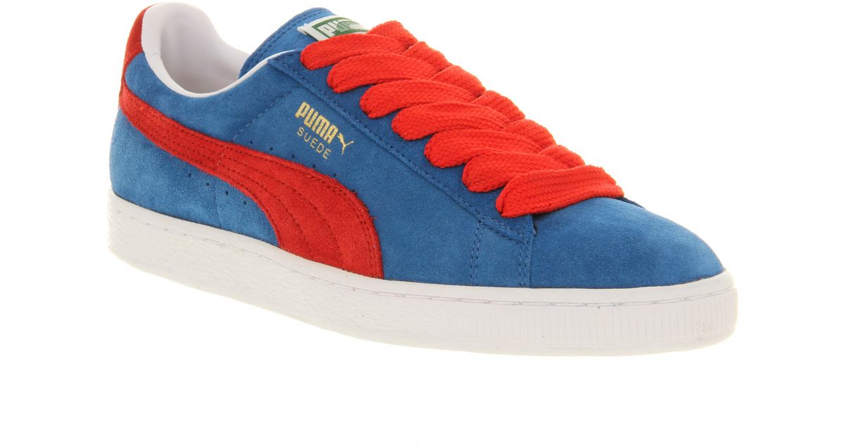 puma suede red and blue