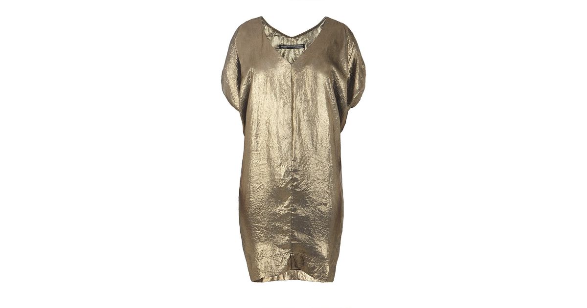 AllSaints Camile Shinco Dress in Gold (Metallic) - Lyst