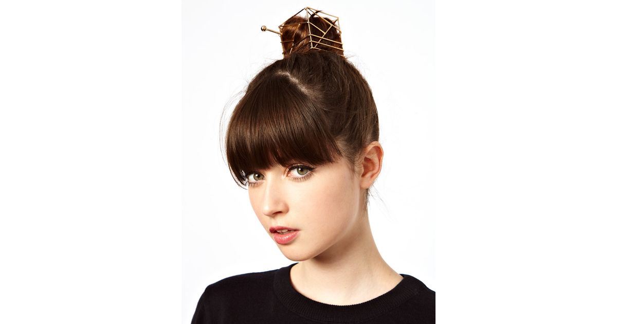 Asos Square Cage Bun Holder In Gold Metallic Lyst