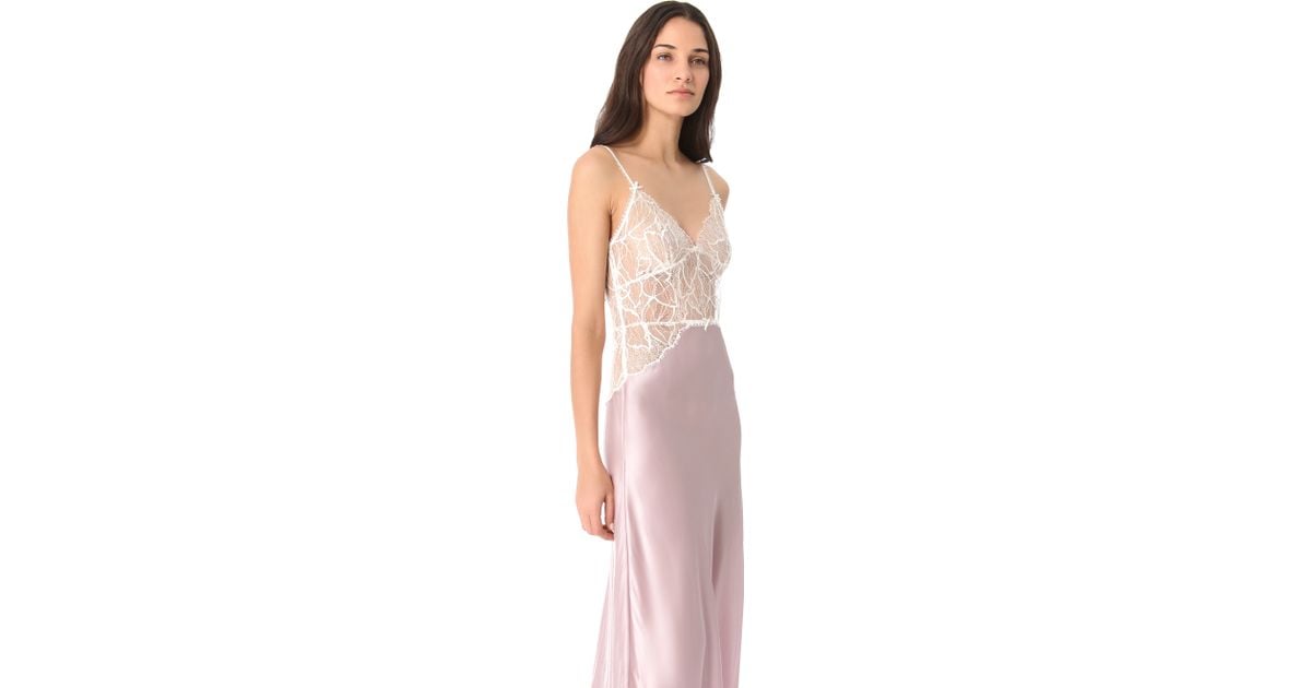 Jenny Packham Lace Silk Nightgown in Pink