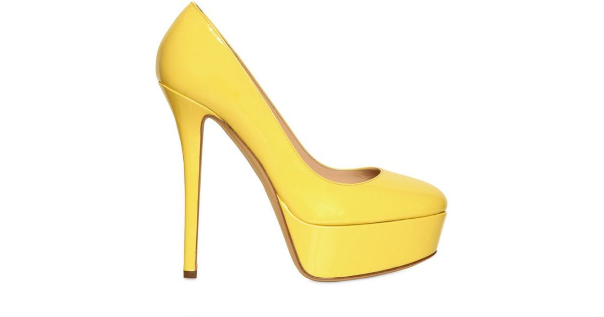 yellow platform pumps