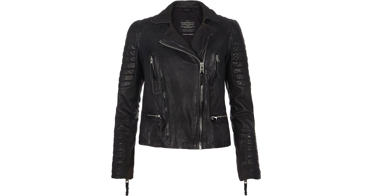Allsaints Pitch Leather Biker Jacket in Black | Lyst