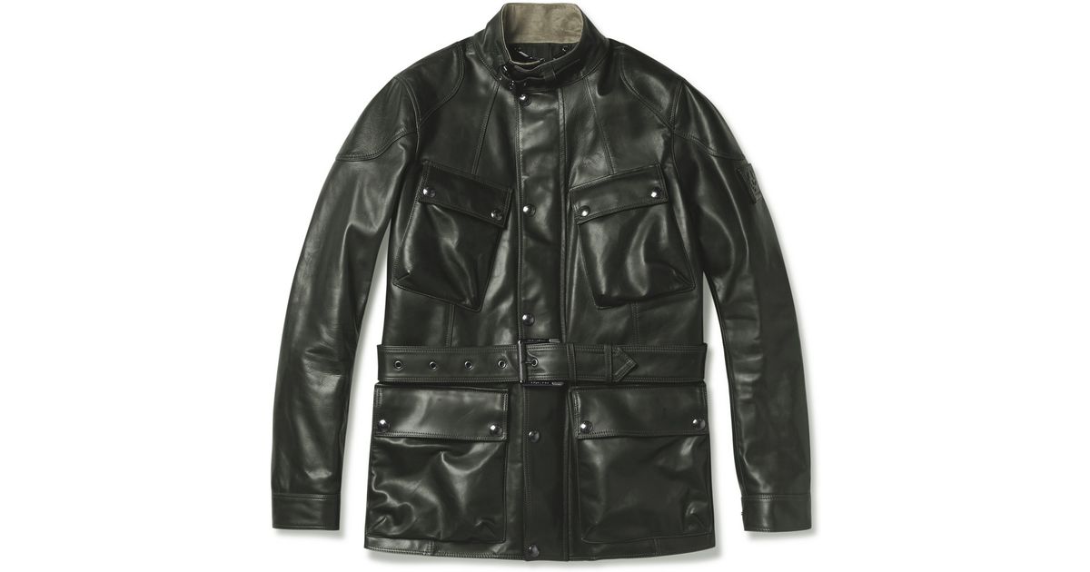 Belstaff Preston Leather Jacket in Green (Black) for Men - Lyst