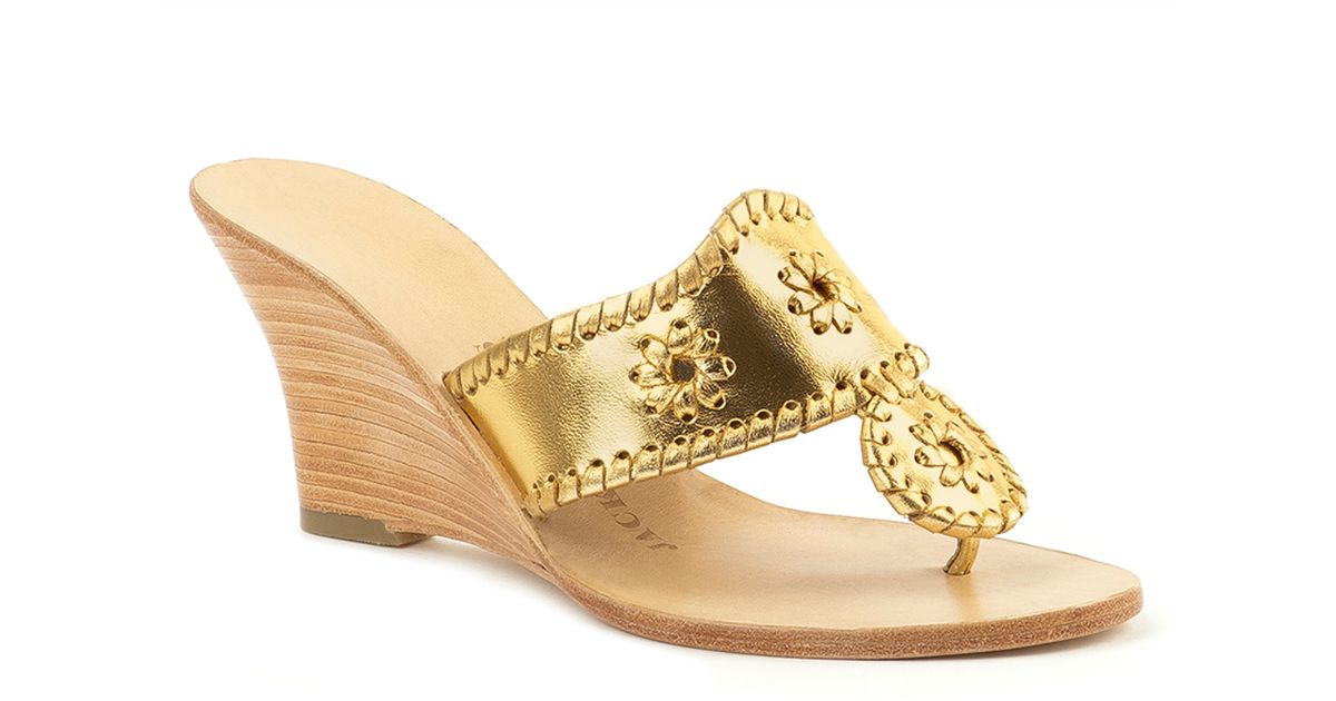 jack rogers gold wedges