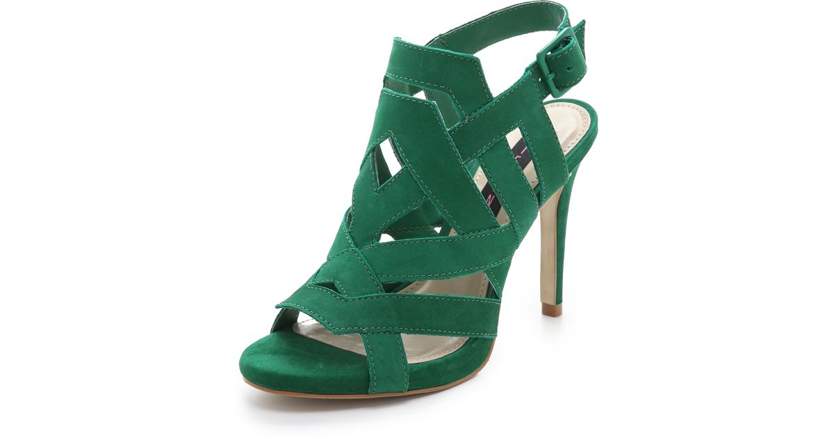 green strappy sandals