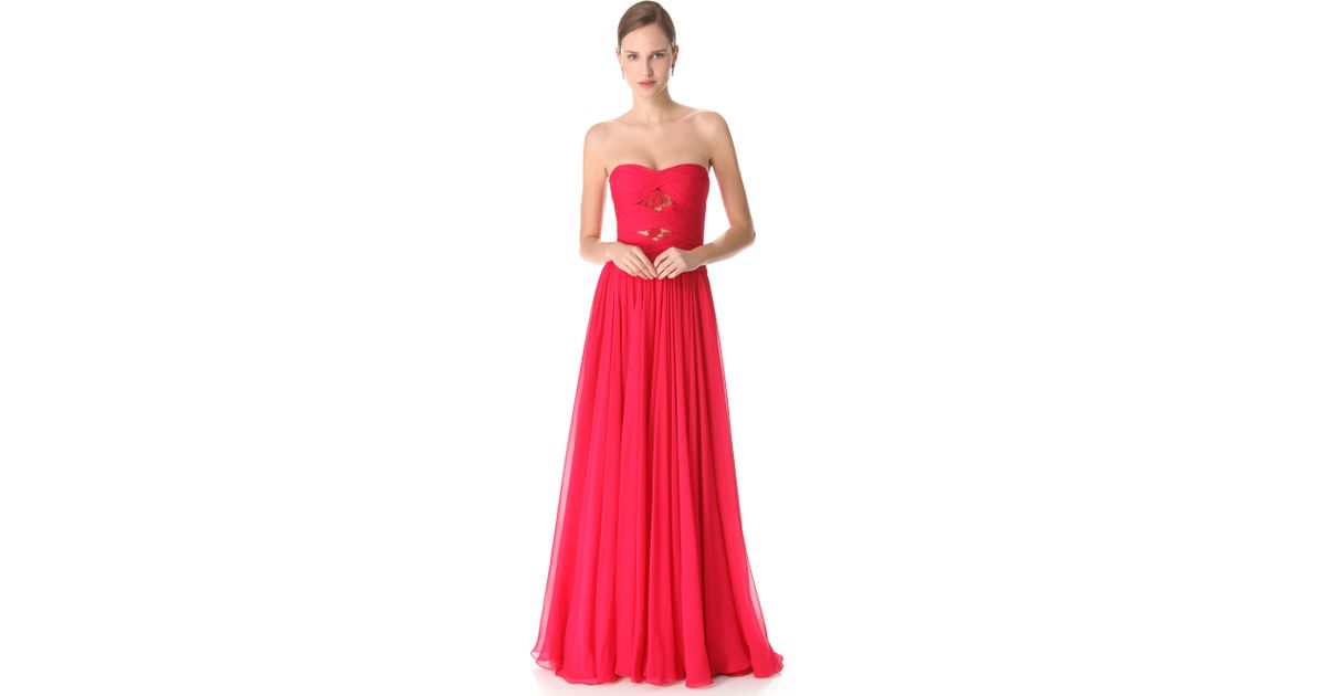 reem acra red gown