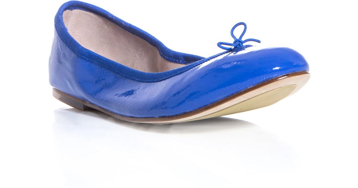 blue patent leather flats