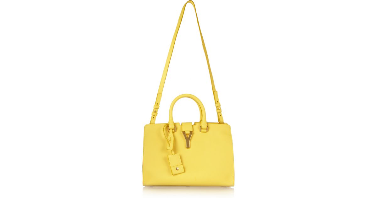 Saint Laurent The Cabas Small Leather Shoulder Bag in Yellow Lyst