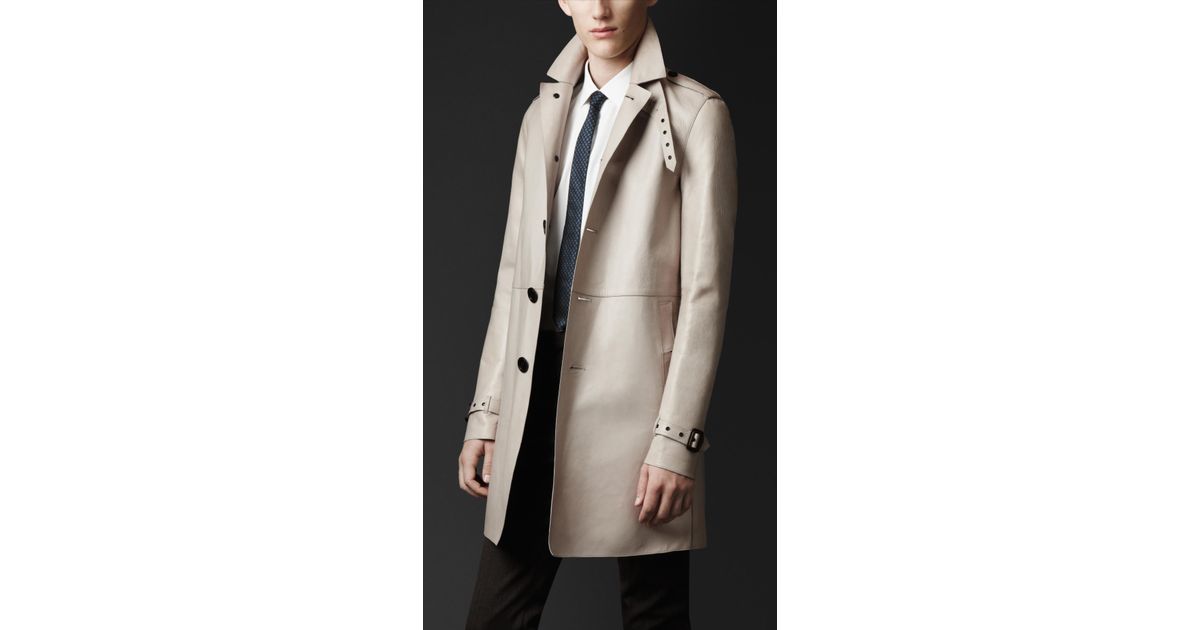 Burberry Prorsum Nappa Leather Trench Coat in Natural for Men | Lyst