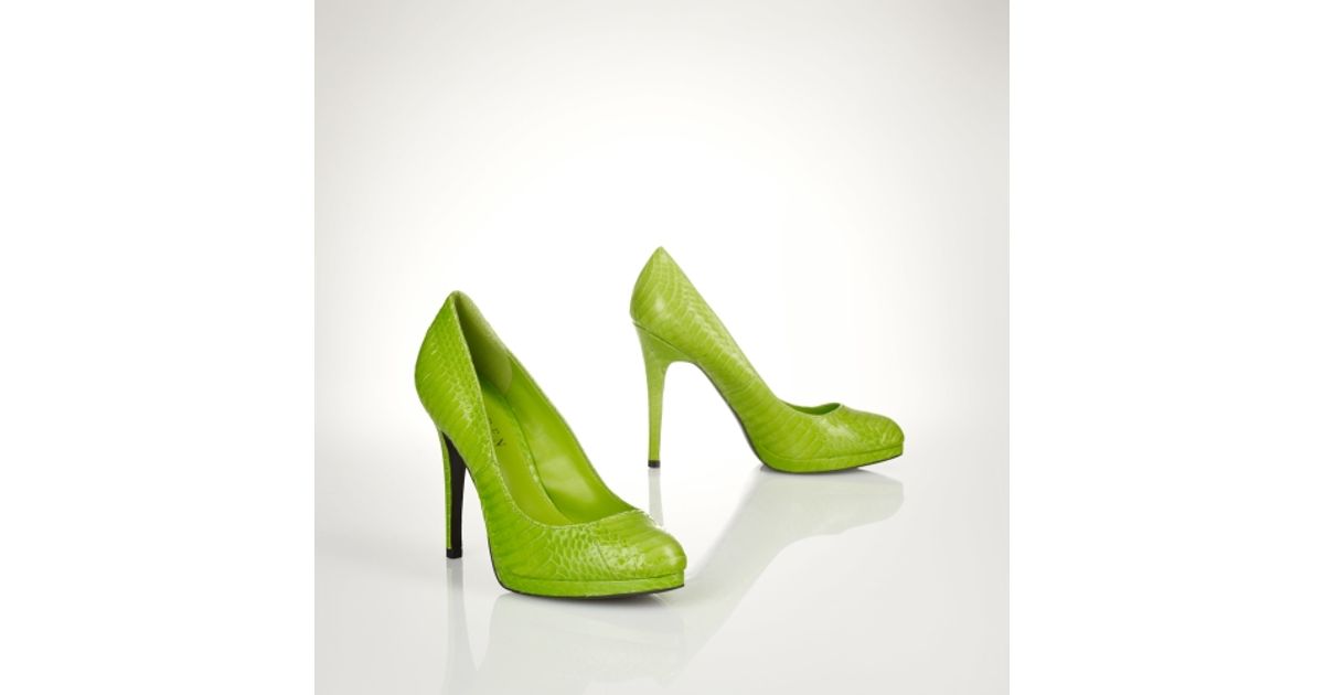 lime snakeskin heels
