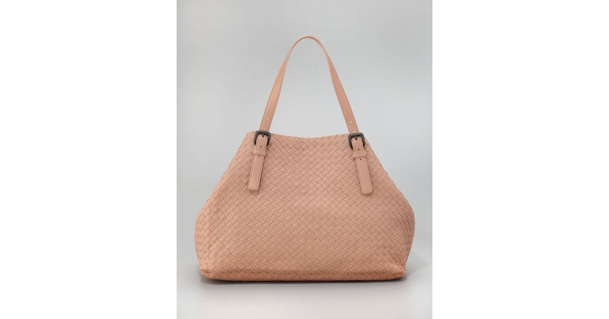 Bottega Veneta Leather Large 'A' Shape Tote Bag in Light Camel (Brown