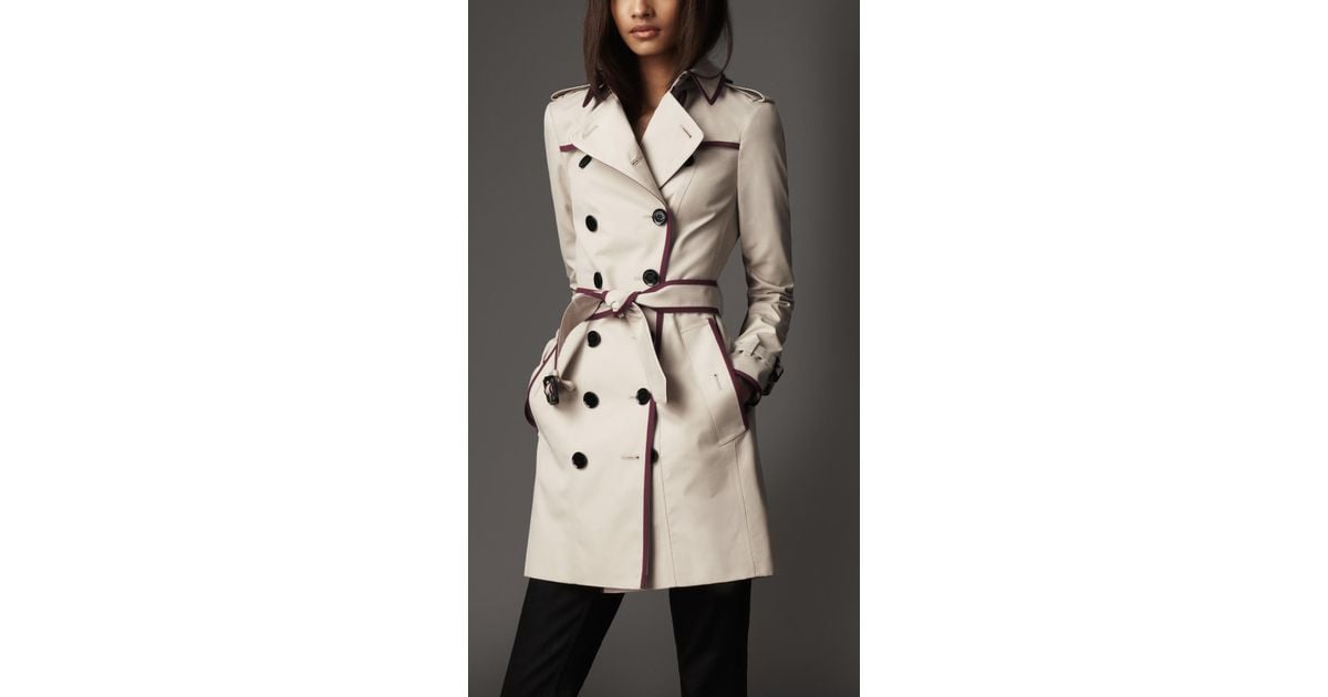 Burberry Contrast Piping Trench Coat In, Burberry Technical Cotton Trench Coat