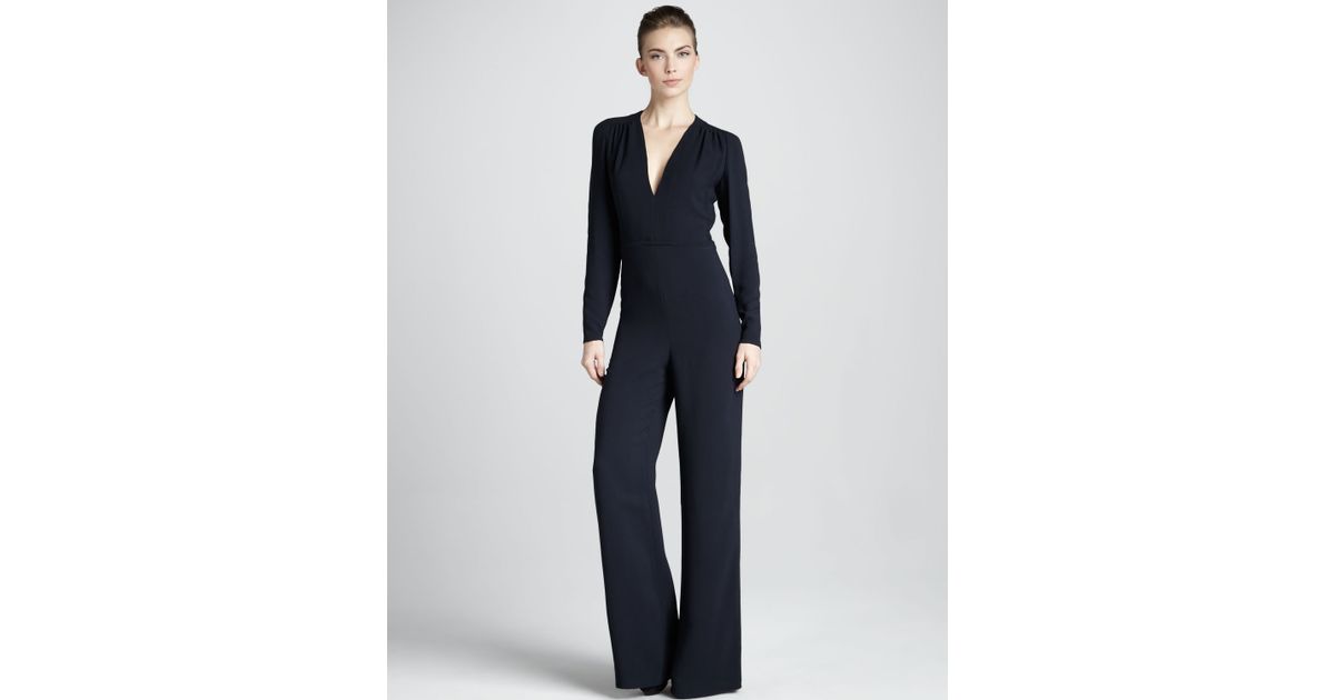 black long sleeve wide leg jumpsuit