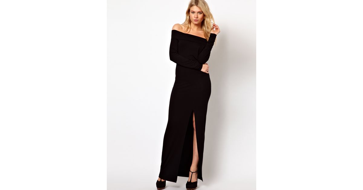 maxi dress off shoulder with thigh split