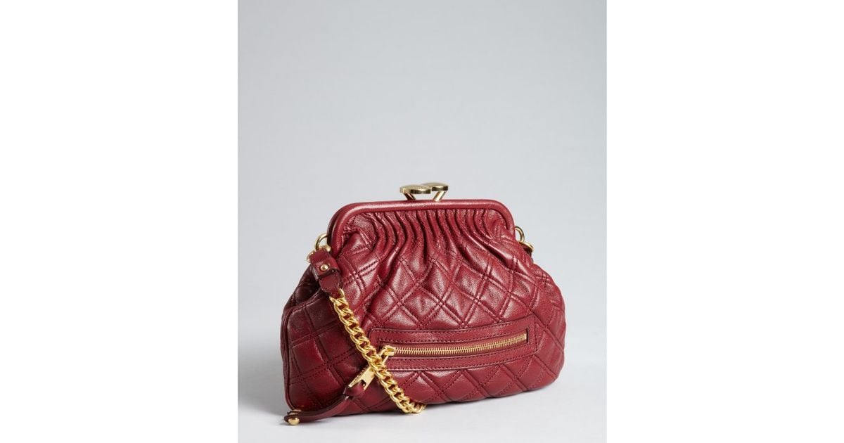 Lyst Marc Jacobs Oxford Quilted Leather Little Stam Kisslock Chain Lyst Marc Jacobs Oxford Quilted Leather Little Stam Kisslock Chain Small Shoulder Bag In Red