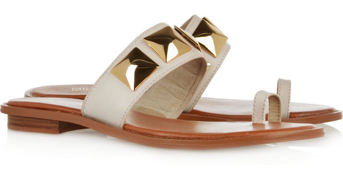 Michael michael kors Persia Studded Leather Sandals in White | Lyst
