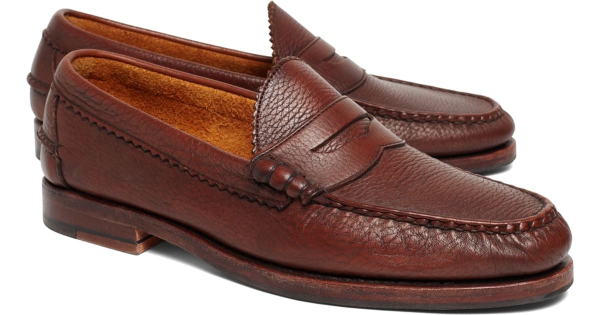 Brooks Brothers Leather Allen Edmonds Beef Roll Pebble Penny Loafers in