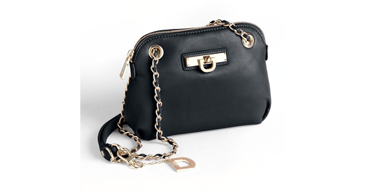 DKNY Small Round Leather Crossbody Bag in Black - Lyst