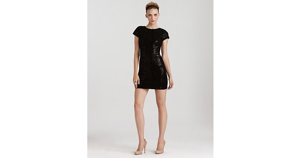 alice and olivia black sequin dress