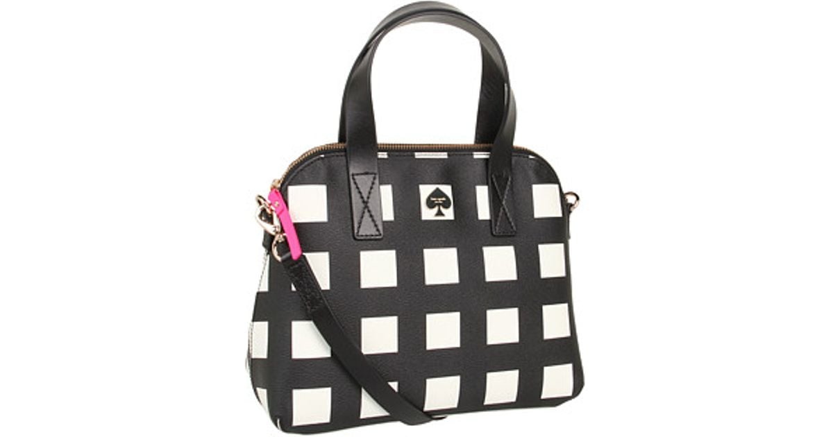 kate spade black and white plaid purse