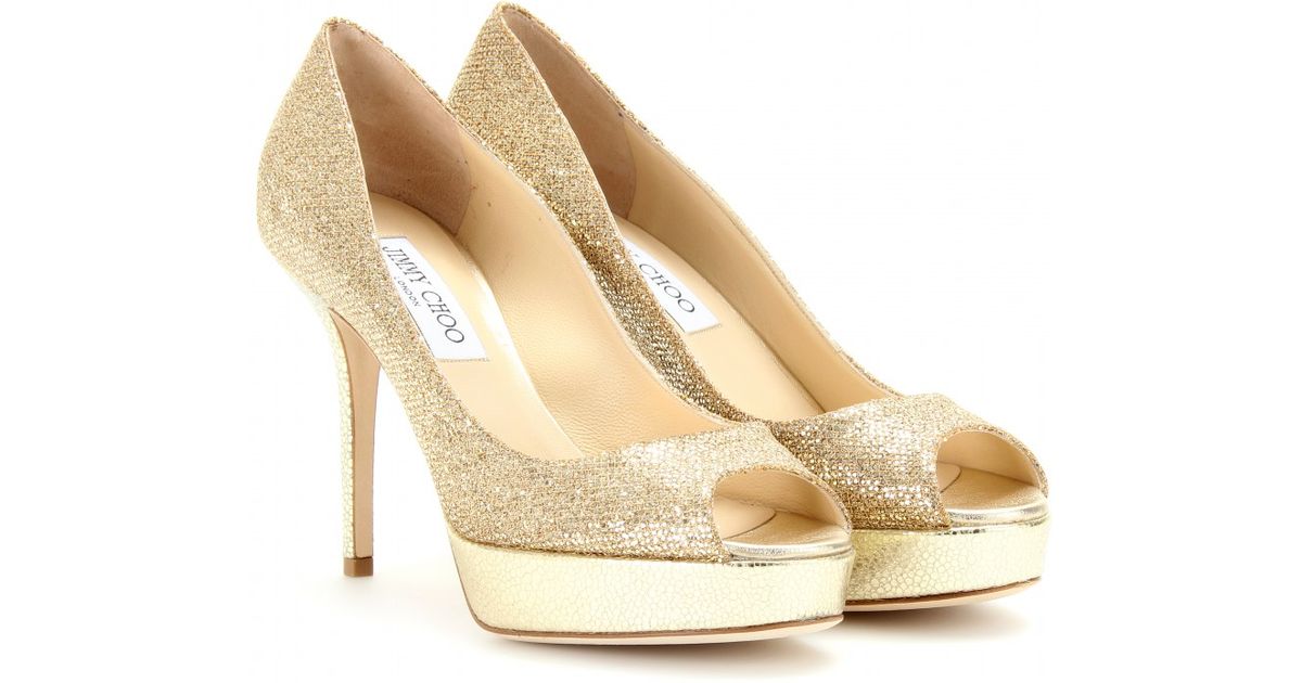 gold peep toe platform heels