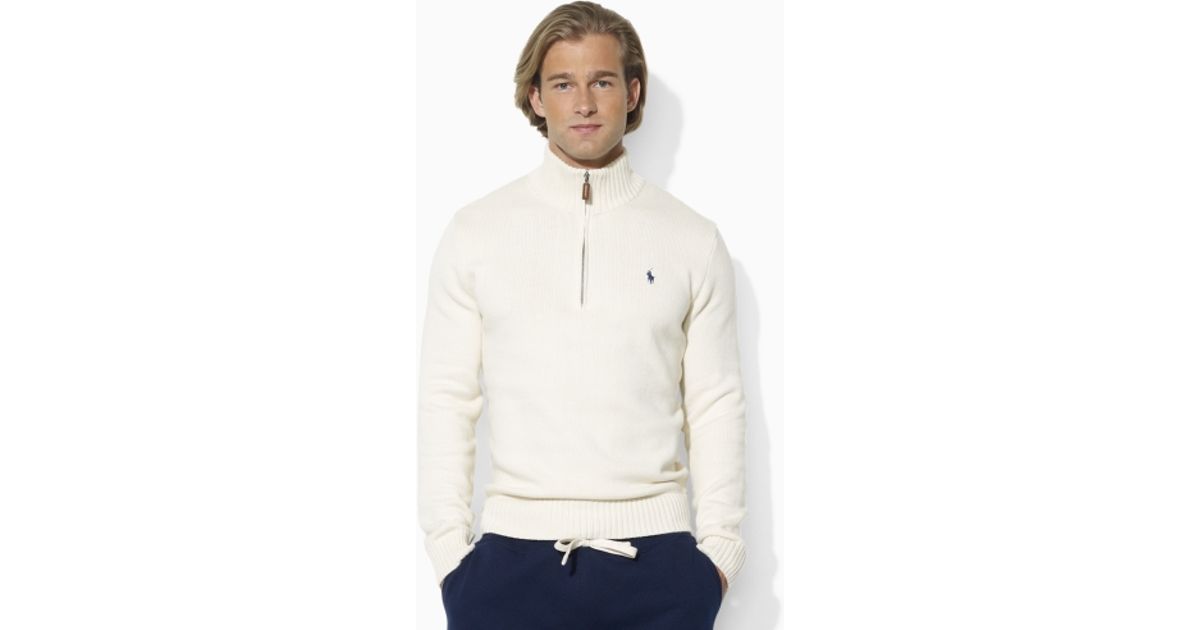 Polo Ralph Lauren Cotton Half Zip Sweater in Natural for Men - Lyst