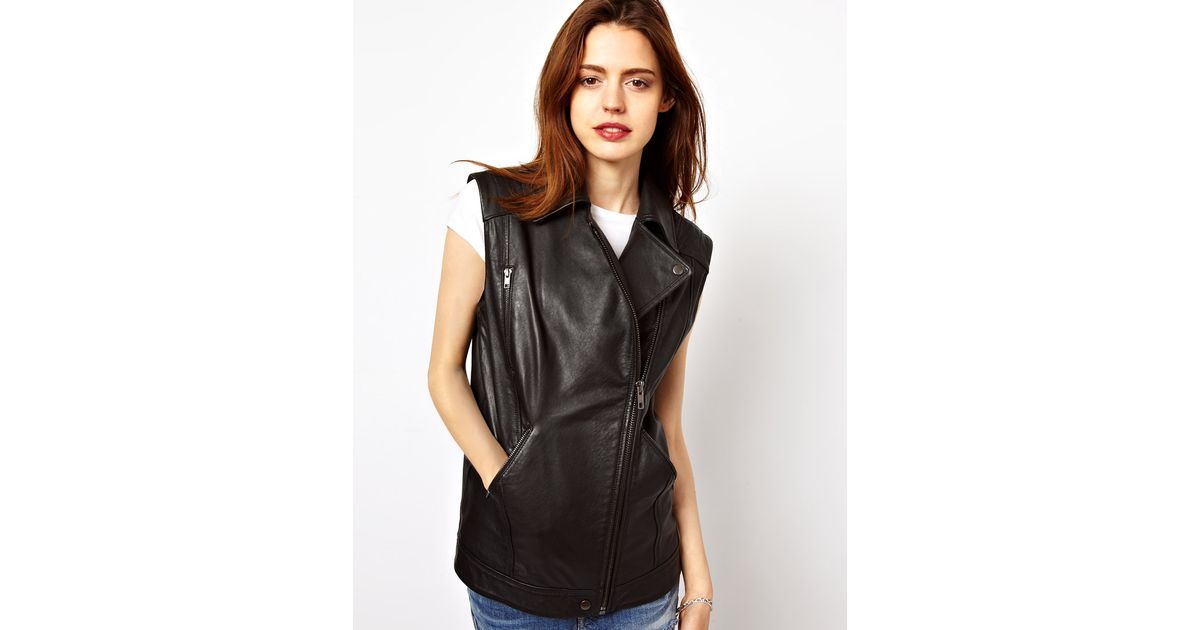 leather gilet jacket womens