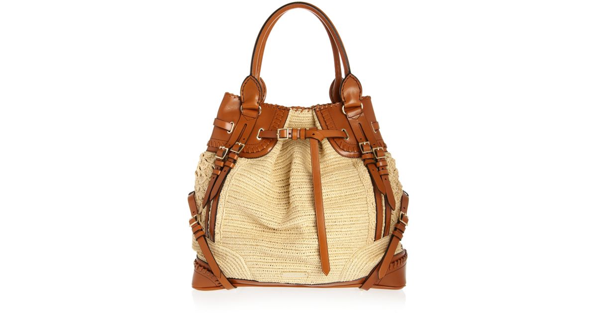 raffia and leather bag
