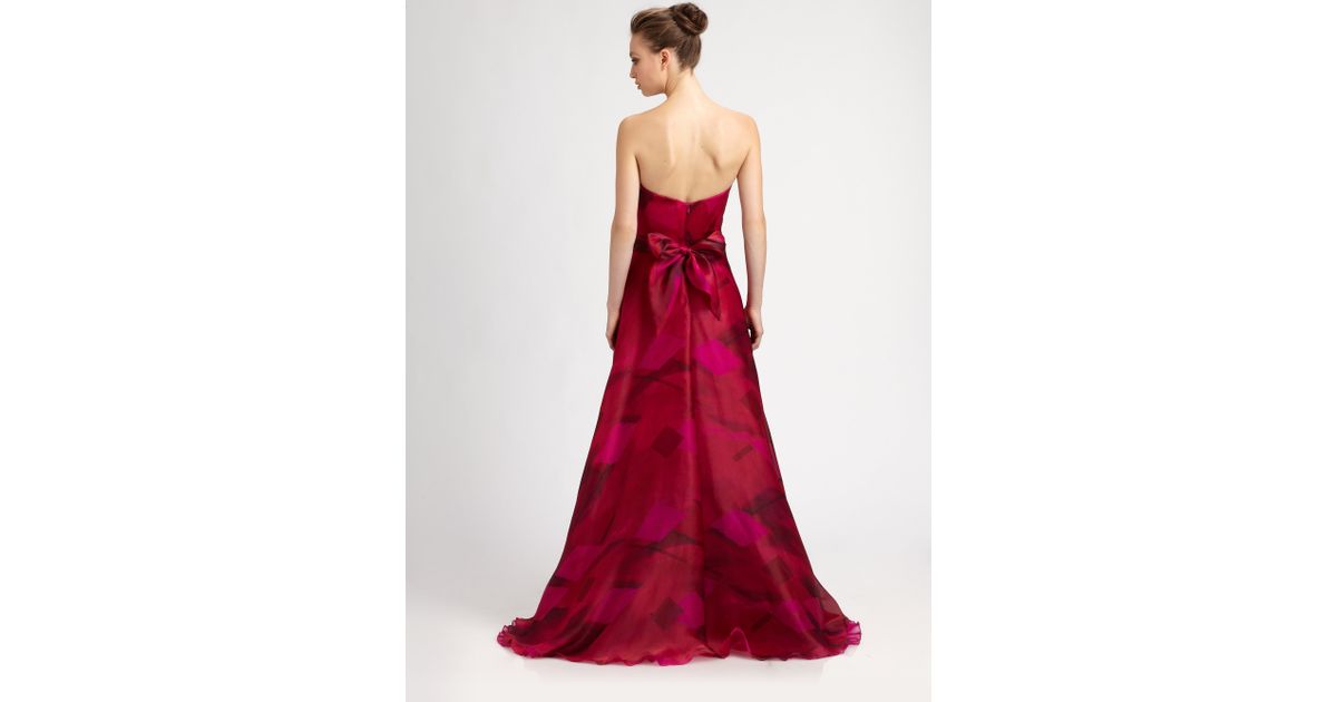 strapless silk gown
