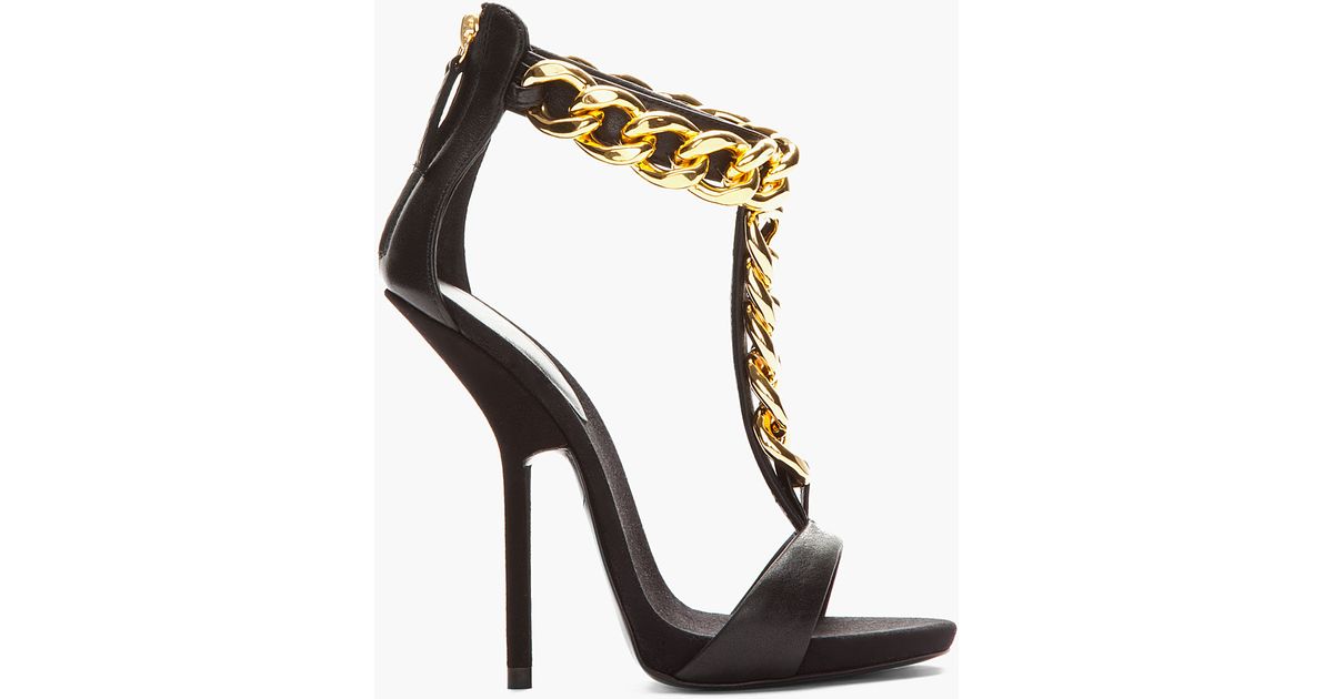 Chic Studs Trim Chain Strap High Heeled Cut Out Sandals - Black – Trendy &  Unique
